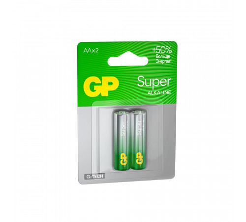 Батарейка GP Batteries Super Алкалин AA пальчиковая LR6 1,5 В (2 шт.) (GP 15AA21-2CRSBC2) Батарейка GP Batteries Super Алкалин AA пальчиковая LR6 1,5 В (2 шт.) (GP 15AA21-2CRSBC2)