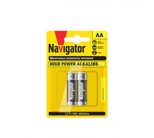 Батарейка Navigator АА пальчиковая LR6 1,5 В (2 шт.) Батарейка Navigator АА пальчиковая LR6 1,5 В (2 шт.)