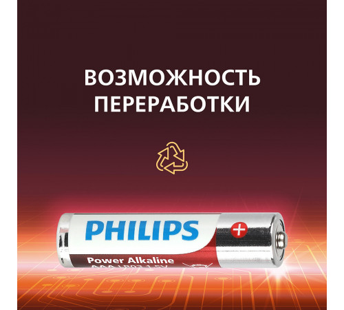 Батарейка Philips Power ААА мизинчиковая LR03 1,5 В (4 шт.) (Б0062736) Батарейка Philips Power ААА мизинчиковая LR03 1,5 В (4 шт.) (Б0062736)