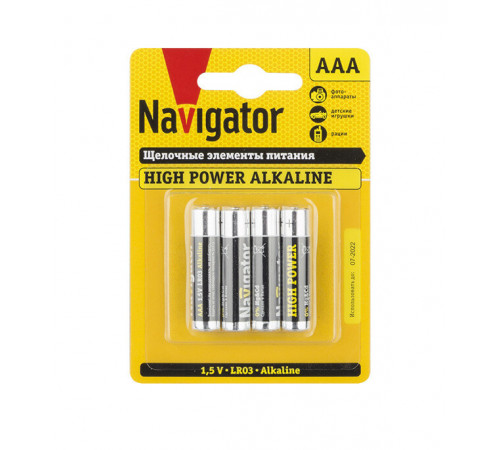Батарейка Navigator AAA мизинчиковая LR03 1,5 В (4 шт.) Батарейка Navigator AAA мизинчиковая LR03 1,5 В (4 шт.)