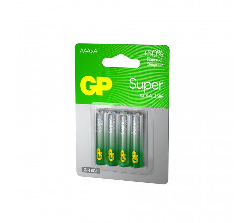 Батарейка GP Batteries Super Алкалин AAA мизинчиковая LR03 1,5 В (4 шт.) (GP 24AA21-2CRSBC4) Батарейка GP Batteries Super Алкалин AAA мизинчиковая LR03 1,5 В (4 шт.) (GP 24AA21-2CRSBC4)