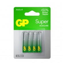 Батарейка GP Batteries Super Алкалин AAA мизинчиковая LR03 1,5 В (4 шт.) (GP 24AA21-2CRSBC4)