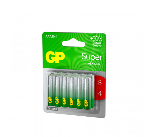Батарейка GP Batteries Super G Tech ААА мизинчиковая LR03 1,5 В (12 шт.) (GP 24AA218/4-2CRSBC12) Батарейка GP Batteries Super G Tech ААА мизинчиковая LR03 1,5 В (12 шт.) (GP 24AA218/4-2CRSBC12)