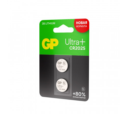 Батарейка GP Batteries Ultra+ Литий таблетка CR2025 3 В (2 шт.) (GP CR2025UP-2CCRSBC2) Батарейка GP Batteries Ultra+ Литий таблетка CR2025 3 В (2 шт.) (GP CR2025UP-2CCRSBC2)