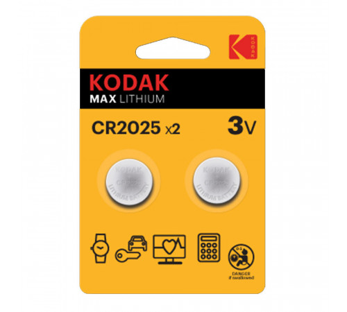 Батарейка Kodak Мax Lithium таблетка CR2025 3 В (2 шт.) (Б0037003) Батарейка Kodak Мax Lithium таблетка CR2025 3 В (2 шт.) (Б0037003)