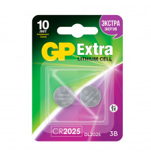 Батарейка GP Batteries Extra Литий таблетка CR2025 3 В (2 шт.) (GP CR2025X-2CR2)