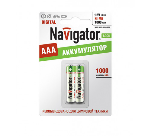 Аккумулятор Navigator AAA мизинчиковый LR03 1,2 В 1000 мАч (2 шт.) Аккумулятор Navigator AAA мизинчиковый LR03 1,2 В 1000 мАч (2 шт.)