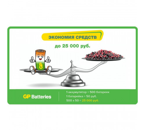 Аккумулятор GP Batteries AAA мизинчиковый LR03 1,2 В 1000 мАч (4 шт.) Аккумулятор GP Batteries AAA мизинчиковый LR03 1,2 В 1000 мАч (4 шт.)