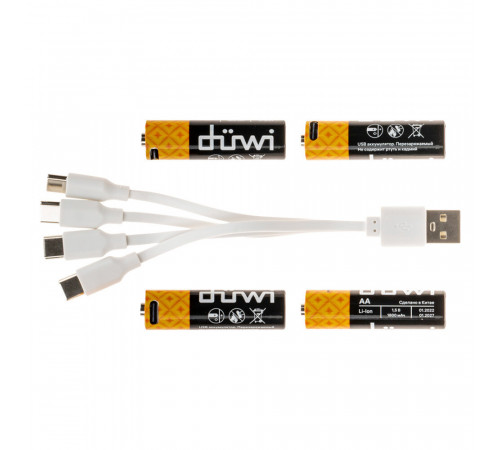 Аккумулятор Duwi AA пальчиковый HR6 1,5 В Li-Ion (4 шт.) (62011 2) Аккумулятор Duwi AA пальчиковый HR6 1,5 В Li-Ion (4 шт.) (62011 2)