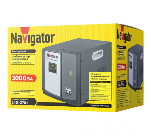 Стабилизатор напряжения Navigator NVR-RF1 однофазный 220 В 3 кВт переносной Стабилизатор напряжения Navigator NVR-RF1 однофазный 220 В 3 кВт переносной