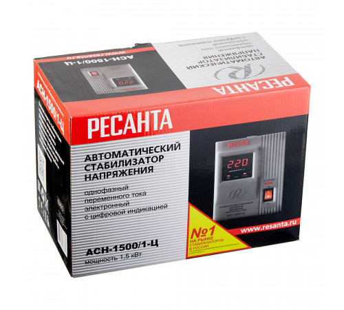 Стабилизатор напряжения Ресанта АСН-1500/1-Ц однофазный 220 В 1,5 кВт переносной