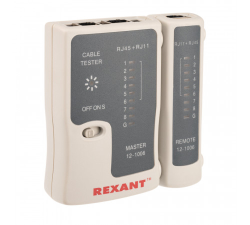 Тестер кабеля Rexant 468 RJ-45/RJ-11 (12-1006) Тестер кабеля Rexant 468 RJ-45/RJ-11 (12-1006)