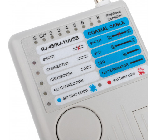 Тестер кабеля Rexant 3468 RJ-45/RJ-11/RJ-12/1394/USB/BNC (12-1003) Тестер кабеля Rexant 3468 RJ-45/RJ-11/RJ-12/1394/USB/BNC (12-1003)