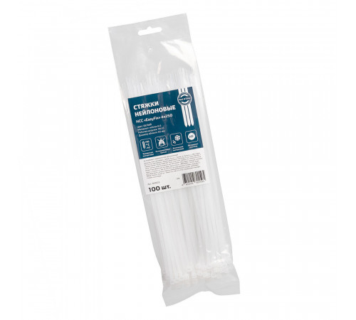 Стяжка кабельная Fortisflex НСС EasyFix 250х3,6 мм полиамидная белая (100 шт.) (84803) Стяжка кабельная Fortisflex НСС EasyFix 250х3,6 мм полиамидная белая (100 шт.) (84803)