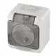 Розетка Systeme Electric Этюд накладная серая со шторками с крышкой (PA16-044C)