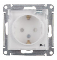 Розетка Systeme Electric AtlasDesign Aqua встраиваемая белая со шторками с крышкой (ATN440146)