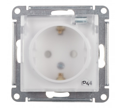Розетка Systeme Electric AtlasDesign Aqua встраиваемая белая со шторками с крышкой (ATN440146)