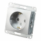 Розетка Systeme Electric Glossa встраиваемая алюминий со шторками (GSL000345)