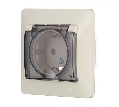 Розетка Systeme Electric Glossa встраиваемая бежевая со шторками с крышкой (GSL000248) Розетка Systeme Electric Glossa встраиваемая бежевая со шторками с крышкой (GSL000248)