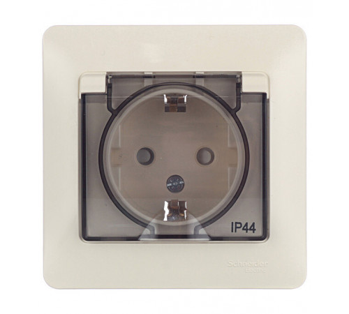 Розетка Systeme Electric Glossa встраиваемая бежевая со шторками с крышкой (GSL000248) Розетка Systeme Electric Glossa встраиваемая бежевая со шторками с крышкой (GSL000248)