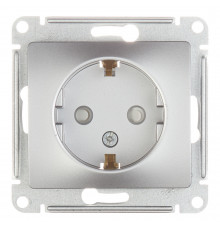 Розетка Systeme Electric Glossa встраиваемая алюминий со шторками (GSL000345)