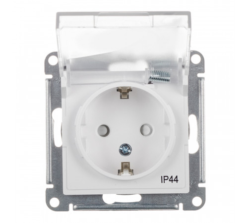 Розетка Systeme Electric AtlasDesign Aqua встраиваемая белая со шторками с крышкой (ATN440146)