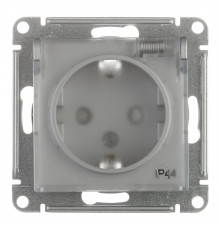 Розетка Systeme Electric AtlasDesign Aqua встраиваемая алюминий со шторками с крышкой (ATN440346)