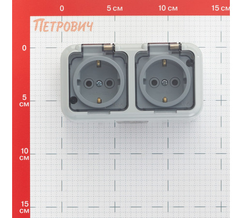 Розетка Svet накладная серая с крышкой (EV 0366-6629)
