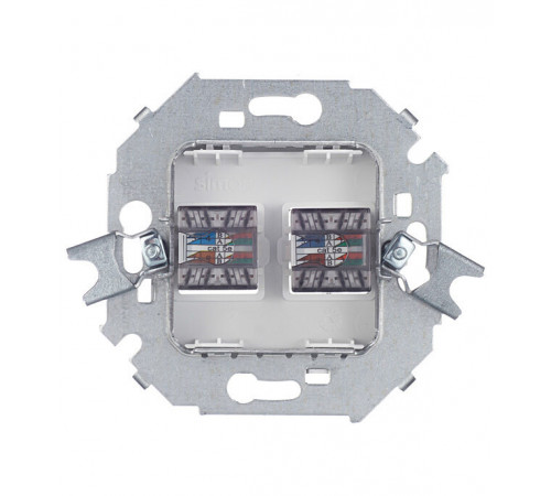 Розетка компьютерная Simon 15 встраиваемая белая 2хRJ45 (1591593-030)