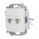 Розетка компьютерная Simon 15 встраиваемая белая 2хRJ45 (1591593-030)