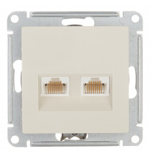 Розетка компьютерная Systeme Electric AtlasDesign встраиваемая бежевая 2хRJ45 (ATN000285)