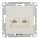 Розетка компьютерная Systeme Electric AtlasDesign встраиваемая бежевая 2хRJ45 (ATN000285)