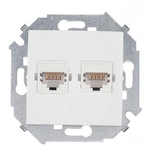 Розетка компьютерная Simon 15 встраиваемая белая 2хRJ45 (1591593-030)