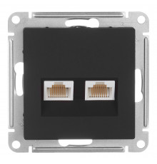 Розетка компьютерная Systeme Electric AtlasDesign встраиваемая карбон 2хRJ45 (ATN001085)