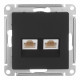 Розетка компьютерная Systeme Electric AtlasDesign встраиваемая карбон 2хRJ45 (ATN001085)