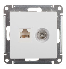 Розетка телевизионная/ компьютерная Systeme Electric AtlasDesign встраиваемая белая TV/ RJ45 (ATN000189)