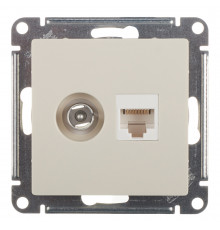 Розетка телевизионная/ компьютерная Systeme Electric AtlasDesign встраиваемая бежевая TV/ RJ45 (ATN000289)