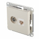 Розетка телевизионная/ компьютерная Systeme Electric AtlasDesign встраиваемая бежевая TV/ RJ45 (ATN000289)