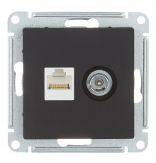 Розетка телевизионная/ компьютерная Systeme Electric AtlasDesign встраиваемая карбон TV/ RJ45 (ATN001089)