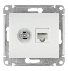 Розетка телевизионная/ компьютерная Systeme Electric Glossa встраиваемая белая TV/ RJ45 (GSL000189)