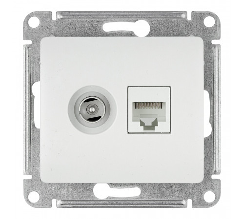 Розетка телевизионная/ компьютерная Systeme Electric Glossa встраиваемая белая TV/ RJ45 (GSL000189) Розетка телевизионная/ компьютерная Systeme Electric Glossa встраиваемая белая TV/ RJ45 (GSL000189)