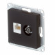 Розетка телевизионная/ компьютерная Systeme Electric AtlasDesign встраиваемая карбон TV/ RJ45 (ATN001089)