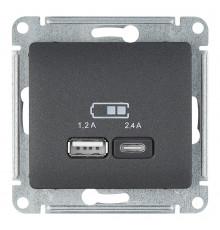 Розетка USB Systeme Electric Glossa встраиваемая антрацит USB-A/ Type-C (GSL000739)