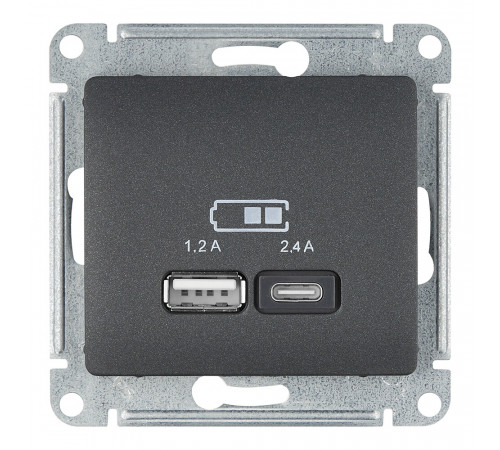 Розетка USB Systeme Electric Glossa встраиваемая антрацит USB-A/ Type-C (GSL000739) Розетка USB Systeme Electric Glossa встраиваемая антрацит USB-A/ Type-C (GSL000739)