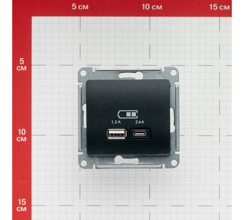 Розетка USB Systeme Electric Glossa встраиваемая антрацит USB-A/ Type-C (GSL000739) Розетка USB Systeme Electric Glossa встраиваемая антрацит USB-A/ Type-C (GSL000739)