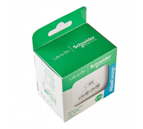 Розетка USB Systeme Electric AtlasDesign встраиваемая белая 2хUSB-А (ATN000133) Розетка USB Systeme Electric AtlasDesign встраиваемая белая 2хUSB-А (ATN000133)