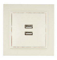 Розетка USB EKF Минск встраиваемая бежевая 2хUSB-А (ERR-2USB-200)