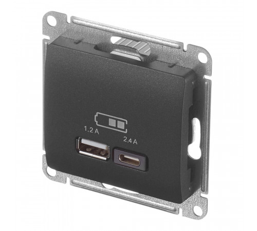 Розетка USB Systeme Electric Glossa встраиваемая антрацит USB-A/ Type-C (GSL000739) Розетка USB Systeme Electric Glossa встраиваемая антрацит USB-A/ Type-C (GSL000739)