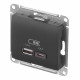 Розетка USB Systeme Electric Glossa встраиваемая антрацит USB-A/ Type-C (GSL000739)