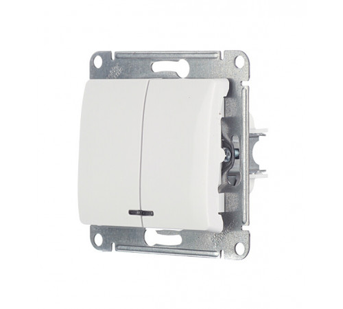 Выключатель Systeme Electric Glossa двухклавишный встраиваемый белый с подсветкой (GSL000153) Выключатель Systeme Electric Glossa двухклавишный встраиваемый белый с подсветкой (GSL000153)